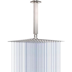 NearMoon Rain Shower Head With Shower Arm, Ceiling Mount Square Shower, Stainless Steel Ceiling Rainfall Shower Head- Waterfall Full Body Coverage (12 Inch, Brushed Nickel)
