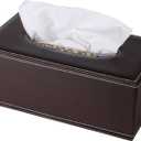 High-end Fashion Pu Leather Tissue Box Holder Business Black,Rectangular Tissue Box Cover,Napkin Holder Drawer Paper Dispenser,Home Office car Tissue Holder with Magnetic Bottom (Brown)