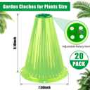 UQM 20 Pack Garden Cloches for Plants, Reusable Bell Plant Protector with Rotary Vent Cover, Garden Protection from Animals Snails Birds Chickens Insect, 9.18" H X 7.56" D (Green)