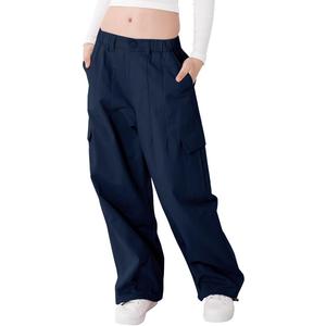 Rolanko Girls Cargo Pants Wide Leg Streetwear Kids Pants with Pockets Trendy Jogger Trousers 160