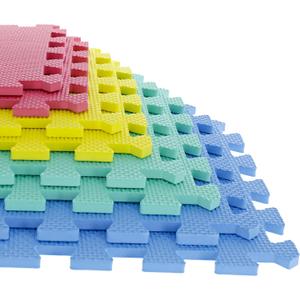 3 x Interlocking Floor Mats - 8-Piece Nontoxic Exercise Mat or Play Mat for Toddlers, Babies or Kids - Foam Padding for Home Gym by Stalwart (Multicolor)