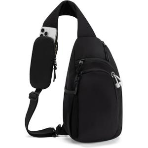 Sling Bag Nylon Crossbody Bags for Women with Anti-theft RFID Blocking Pocket Cross Body Purse Adjustable Shoulder Strap (Large, Large Black)