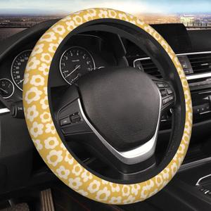 Vintage Groovy Flowers Steering Wheel Cover Universal 15 Inch Cute Car Accessories Protector for Women Men