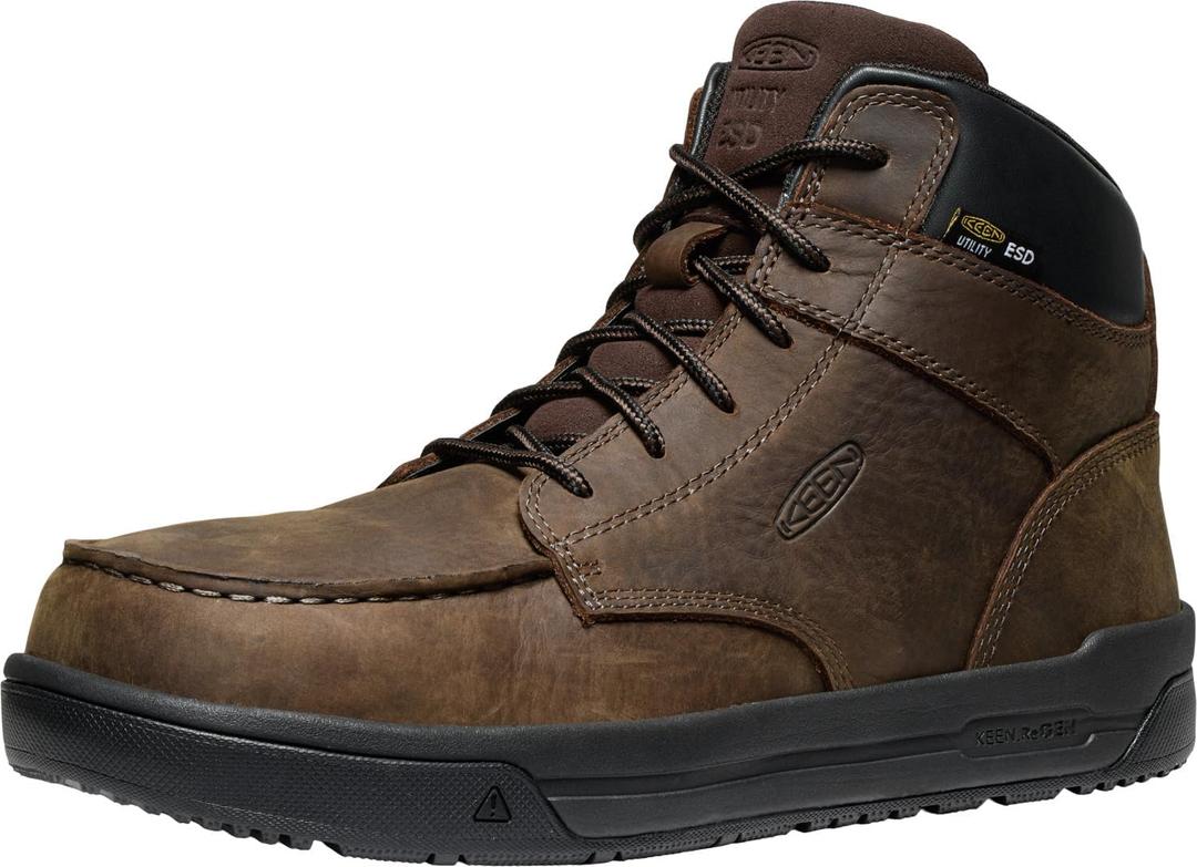 KEEN Utility Men's Gibson Esd Mid Height Composite Toe Athletic Traction Durable Leather (9 Wide, Cascade Brown/Black)
