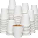 JOLLY CHEF 300 Pack Disposable Paper Coffee Cups for Hot Beverages, 8oz White Drinking Cups for Party, Office, Home, Travel