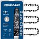 SawWorks 3-Pack 18 Inch Chainsaw Chain, 3/8" LP Pitch .050" Gauge 62 Drive Links Fits DEWALT 60V DCCS600, DCCS672, EGO CS1800, CS1804, Poulan Pro PR4218, 581562301, Oregon S62, CS1500 and More