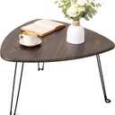 Folding Coffee Tables for Small Spaces Foldable Industrial Sofa Center Table Triangle Design Wood Framed Coffee Table Mid Century Rustic Brown Floor Desk for Living Room Balcony