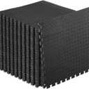 ProsourceFit Exercise Puzzle Mat -inch, EVA Interlocking Foam Floor Tiles for Home Gym, Workout Equipment, Kids Play Areas, Black, 144 SQ FT - 36 Tiles