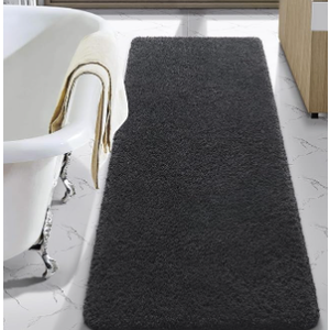 Bathroom Rug Runner 24x60 Inch, Soft Thick Absorbent Microfiber Bath Rugs for Bathroom, Machine Washable, Shaggy Plush Non Slip Bath Mat for Tub, Shower Floor, Quick Dry Mats, Dark Grey