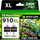Compatible 910XL Black Ink Replacement for HP 910XL Ink Cartridges for HP Printers Black Work with HP OfficeJet Pro 8020 8025 8028 8035 8015 8022 8010 Printers Ink (2 Pack, 910 XL Ink)