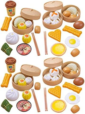 Chinese Breakfast Toys, 58Pcs Breakfast Play Food Plastic Chinese Dim Sum Toy Food Cooking Toys Role Play Toys |26 X 26 X 10 Cm