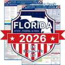 PUNCHMAN 2pcs 2026 Florida State & Federal Workplace Labor Poster - Bilingual English/Spanish 2 Version Guidelines Posting for Workplace, Durable Laminated, Includes 2026 Minimum Wage Info