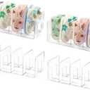 4 Pack Clear Acrylic Kids Shoe Rack for Closet Organizers and Storaget, Baby Shoe Storage Small Shoe Rack 4 Sections Kids Shoe Organizer Stackable,Desk File Sorter Book Purse Organizer