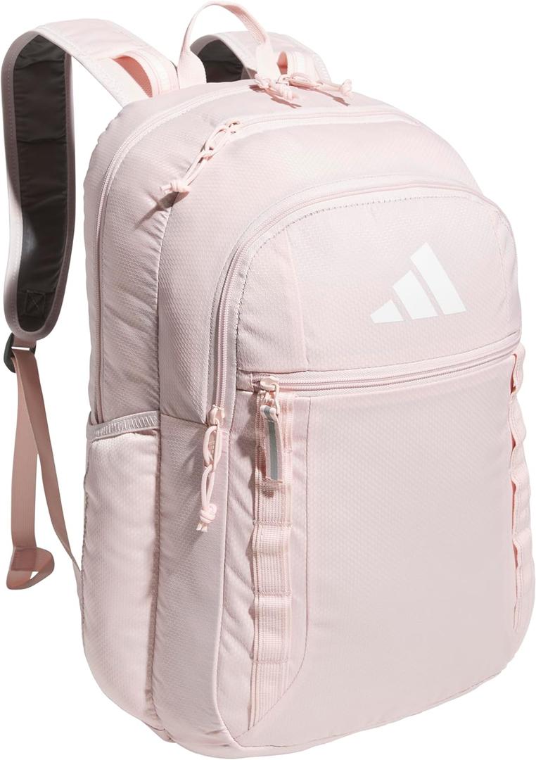 adidas Excel Backpack for Men & Women  Durable Large Athletic Laptop Bag, 7.0/Sandy Pink/White, One Size