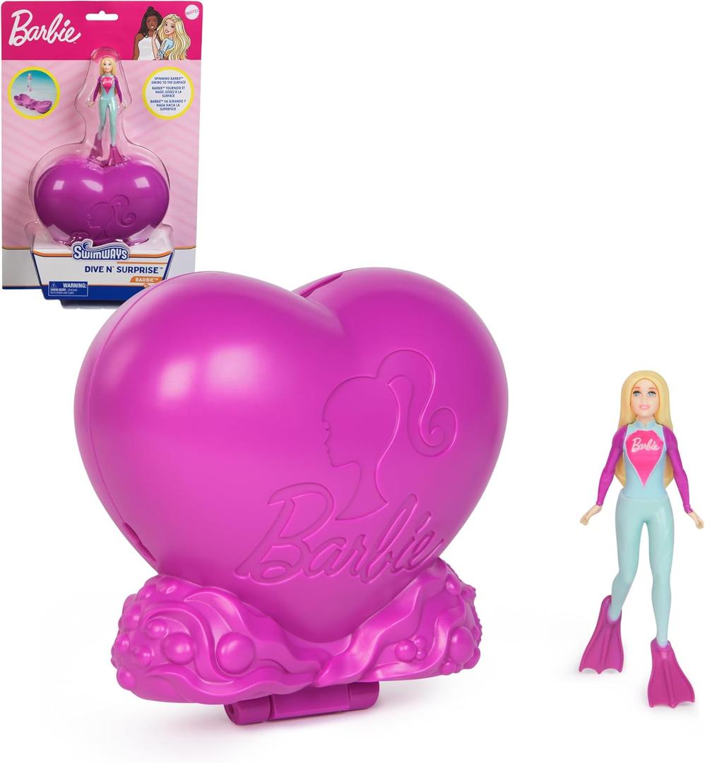 SwimWays Barbie Dive N’ Surprise, Swimming Pool Accessories & Kids Pool Toys, Pool Party Supplies, Barbie Toys for Kids Ages 5 & Up, One Size
