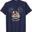 Disney Mickey & Friends Fireworks Vacation Family Trip 2025 T-Shirt Large Navy Blue