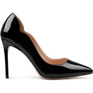 COLETER Women's 4 Inch Pumps Pointy Toe Wedding Dress Shoes Slip on Stiletto Pumps (8.5, 02 Black)