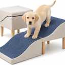 Wavy Dog Stairs for Bed & Couch, Dog Ramp for Small/Medium/Large Dogs. | 13.3"H Wooden 2-in-1 Foldable Ottoman Steps Non-slip Surface for Injured Dogs&Puppy Older, Supports 220 lbs for Beds & Sofas
