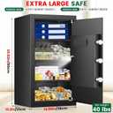 5.1 Cuft Large Home Safes Water and Fireproof with Digital Keypad & Key Lock, Fire Security Safes with 3 Removable Shelves, Anti-Pry Safe Box for Money Documents Jewelry, 23.62"H x14.96"W x 12.2"D