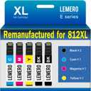 LEMERO Remanufactured for Epson 812XL Ink Cartridges Combo Pack Replacement for Epson 812 Ink Cartridges for Epson Workforce Pro WF-7840 WF-7820 WF-7310 Printer (5 Pack, 2 Black Cyan Yellow Magenta)