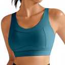 RUNNING GIRL High Impact Sports Bras for Women,Racerback Running Bra Workout Crop Tank Tops Longline Sports Bra Push up(WX2667 Teal XXL)