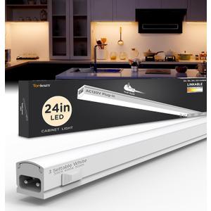 Under Cabinet Lighting Plug in 24in 1Pack AC120V 3CCT 3000/4000/5000K, Super Bright,Linkable Under Counter Lights for Kitchen, Ultra Slim LED Cabinet Light,ETL White