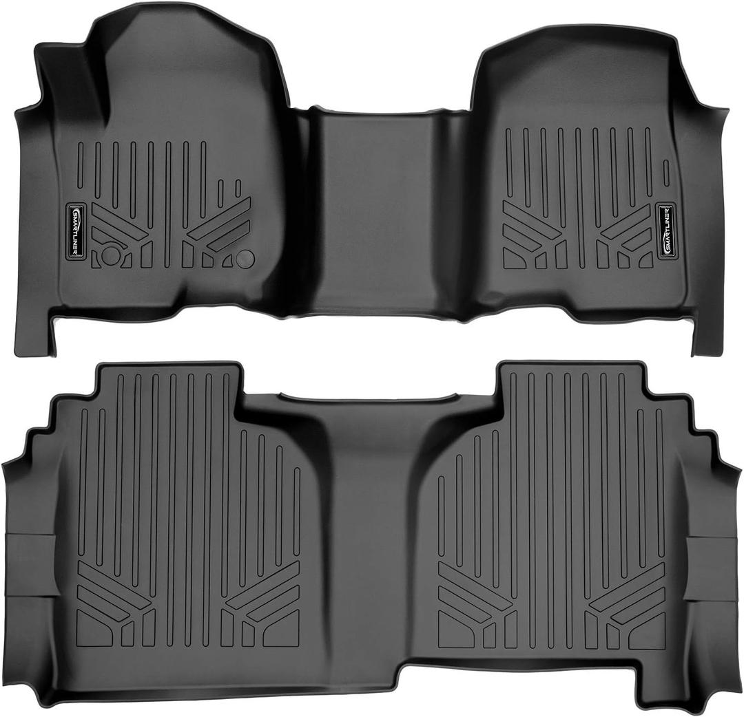 SMARTLINER Custom Fit Floor Mats 2 Row Liner Set Compatible with 2019-2025 Chevrolet Silverado 1500