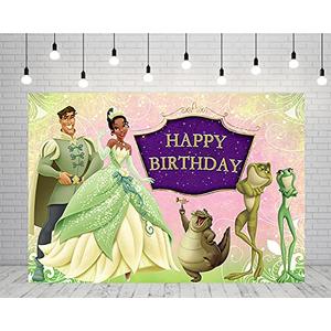 Princess Tiana Backdrop for Birthday Party Supplies 5x3ft Tiana Photo Backgrounds Princess and The Frog Theme Baby Shower Banner for Birthday Cake Table Decoration