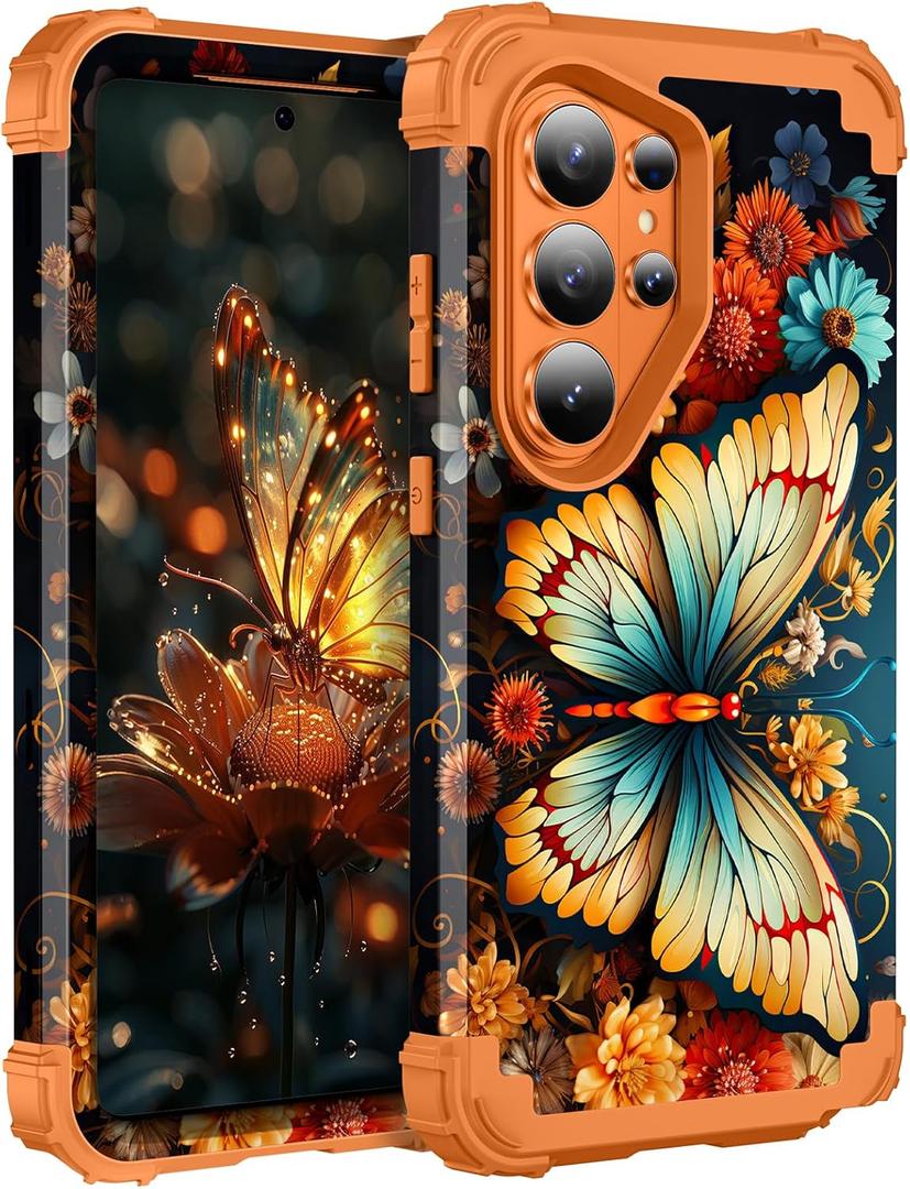 Hocase for Samsung Galaxy S26 Ultra Case, Butterfly in Orange