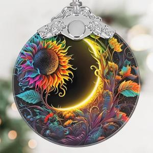 Sun and Moon Stained Glass Hanging Ornament - Christmas Tree Decoration Idea