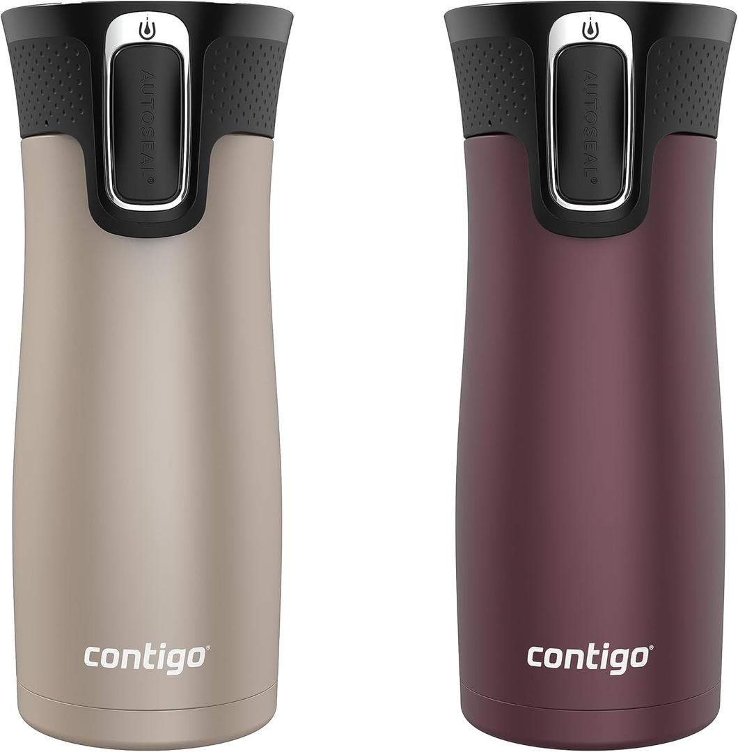 Contigo West Loop 2.0 Leak-Proof Spill-Proof Insulated Stainless Steel Travel Mug 16oz. 2 Pack Brown Sugar & Chocolate Truffle Metallic Contigo West Loop 2.0 Leak-Proof Spill-Proof Insulated Stainless Steel Travel Mug 16oz. 2 Pack Brown Sugar & Chocolate Truffle Metallic