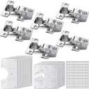 Zonon 18 Pcs Cabinet Hinge Repair Plate, Stainless Steel Hinge Repair Kit, Kitchen Cupboard Door Brackets, Household Fixing Plate with Mounting Screw (18 Service Panel+6 Hinges+108 Screws)