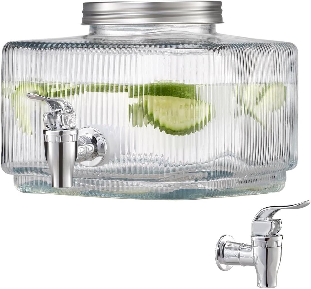 VEVOR Beverage Dispenser, 0.8 Gallon Drink Dispensers for Parties, Glass Juice Dispenser with No-Drip Spigot and Lid, Iced Tea Lemonade Juice Water Dispensers for Restaurants, Hotels, Parties