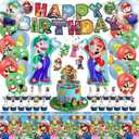 Cartoon Party Supplies, Party Favors Super Mario Bros Birthday Decorations Include Birthday Banners, Balloons, Tablecloth, Cake Decoration, Cupcake Toppers, Hanging Swirls