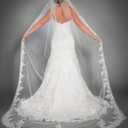 Cathedral Wedding Veil Long Bridal Lace Veil Tulle Hair Accessories With Comb for women Floral 118" Veil Headpeice