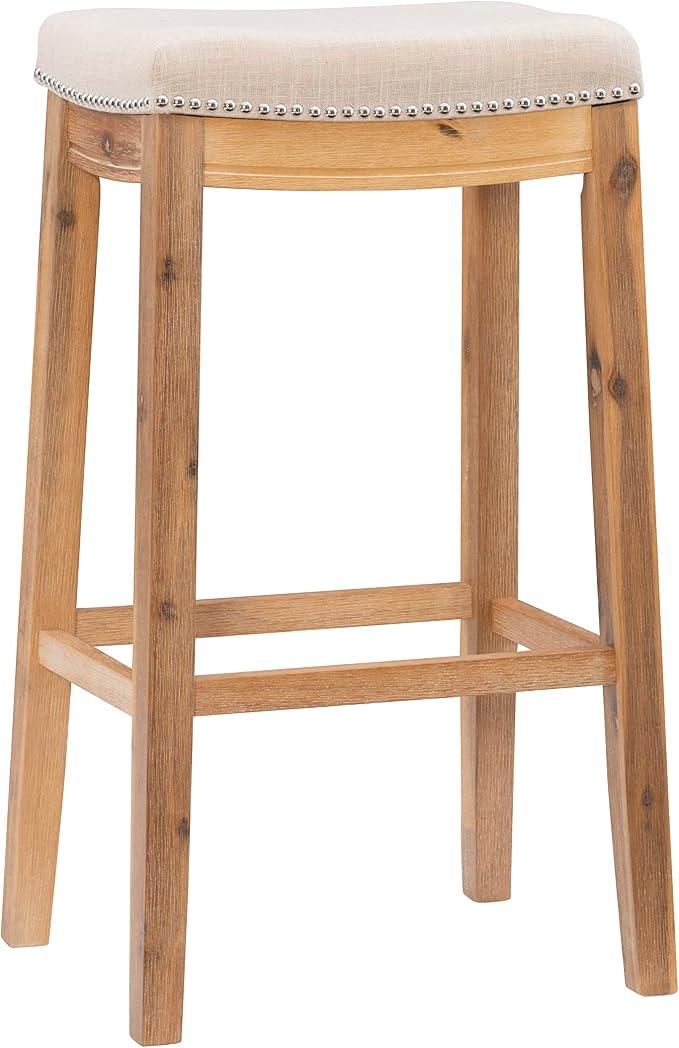 Linon Home Décor Kingston Acacia Bar Stool, Brown