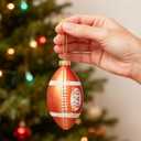WDS WONDROUS Football Christmas Ornament & Decoration, 2.36 White and Brown Sports Ornament Set for Xmas Tree, Glass Hanging Decor Holiday Party Home Gift (Set of 1)