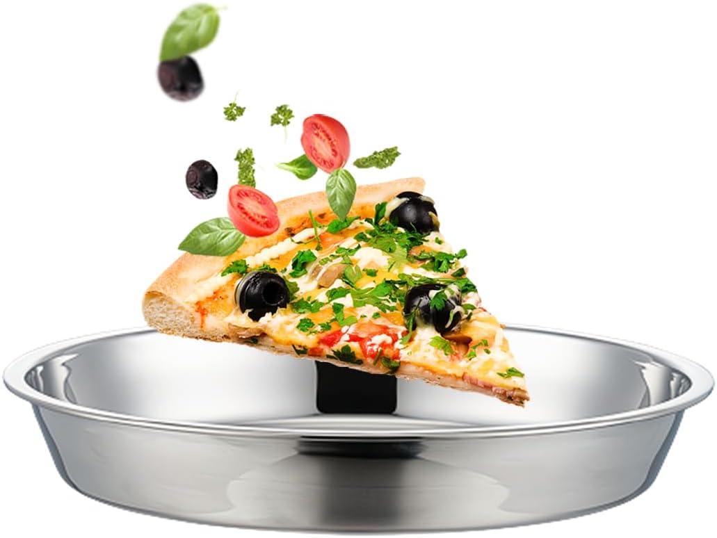 Deep Dish Pizza Pan,Roasting Pan Drip Pan Stainless Steel Pizza Tray 10-12-14-16Inch (12x1.6inch)