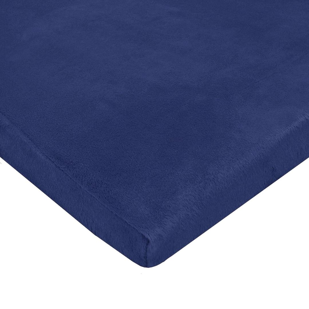 American Baby Company Heavenly Soft Chenille Fitted Pack N Play Playard Sheet 27" x 39", Warm and Cozy Chenille Pack and Play Sheet, Navy, for Boys and Girls, Fits Most Mini Crib Mattresses
