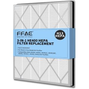 HE401 Filter Replacement Compatible with Shark Air Purifier 4-Fan Models (HE401 HE400 HE402 HE405), H13 True HEPA Filter with Activated Carbon Pre-filter, 1 Pack (HE401(1pack))