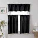 2 x Chyhomenyc Black Short Curtain Valance for Windows, Faux Linen Textured Half Window Curtains, Burlap Solid Topper Small Curtain Valance for Bathroom Laundry Basement, 60Wx18L Inch, 1 Piece