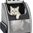 Cat Backpack Carrier for Small Dogs and Cats Fit Up to 15 Lbs,Small Dog Backpack, Foldable with 3-Side Mesh Windows, Pet Carrier for Travel & Hiking FriendlyGray (Grey)