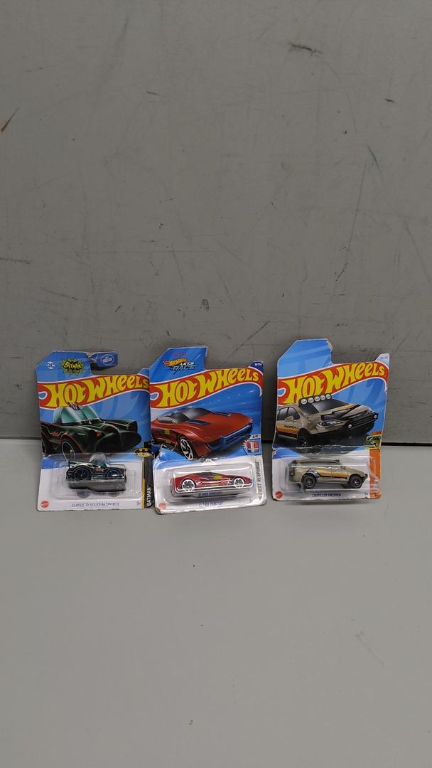 Pack Of 3 Hot Wheels Cars (Chrysler Pacifica, Alpha Pursuit, Classic TV Series Batmobile)