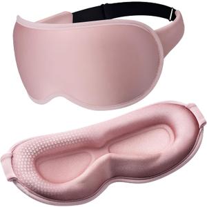 Weighted Eye Masks for Sleep Women: 3D Contoured Blackout Sleep Mask with Zero Pressure, Eyelash Friendly & Comfortable Blindfold for Airplane Travel, Night Shift Nurse, Yoga & Thoughtful Gift, Pink