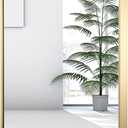 22x30 Inch Gold Bathroom Mirror, Brushed Light Gold Metal Framed Rectangular Mirror with Rounded Corner, Bathroom Vanity Mirror for Bedroom or Living Room, Horizontal/Vertical