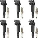 BDFHYK Ignition Coil Pack UF592 and Double Iridium Platinum Spark Plugs Compatible with 2006-2007 BMW 328i X3 X5 525i 530i 530xi 325i 325xi 330i 330xi 3.0L 2.5L L6 Coil for UF592 12120032137 Set of 6