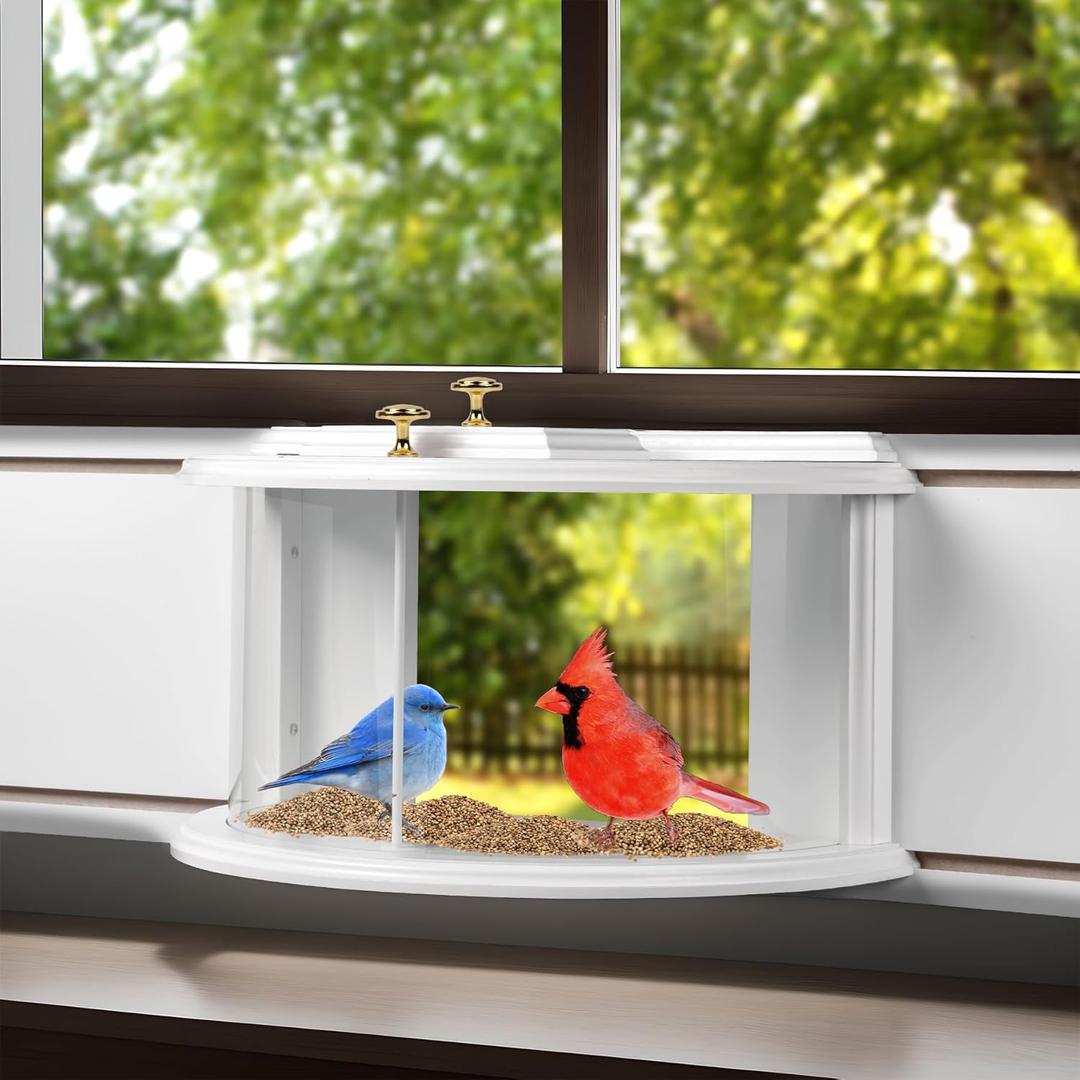 Upgraded Window Bird Feeder Inside House for Viewing, 180° Clear View Wooden Window Tray Bird Feeder, Spraying Without Irritating Odor, for Watching Wild Birds & Squirrels, 
42"L x 9.5"W x 9.13"H Upgraded Window Bird Feeder Inside House for Viewing, 180° Clear View Wooden Window Tray Bird Feeder, Spraying Without Irritating Odor, for Watching Wild Birds & Squirrels, 
42"L x 9.5"W x 9.13"H