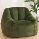 MAXYOYO Bean Bag Chair, Comfy Bean Bag Sofa with Back Support, Faux Fur Bean Bag Chair for Adults and Kids, Stuffed Floor Sofa for Living Room, Bedroom, Apartment, Green (Large)