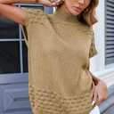 Cakulo Womens Oversized Sweater Vest Mock Neck Pullover Sweaters (Brown, M)