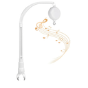 White Crib Mobile arm with Mobile Music Box Spinner, Bassinet Mobile Clip on Crib, Baby Crib Mobile arm with Crib Mobile Motor, Volume Control (Rotating only，Music only, Rotation & Music)
